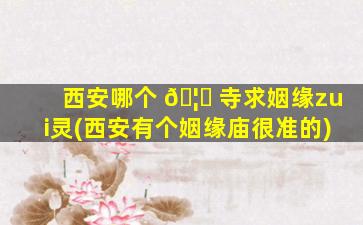 西安哪个 🦆 寺求姻缘zui
灵(西安有个姻缘庙很准的)
